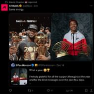 Alexis Ohanian reshares Athlos' post on X (Source: X - @alexisohanian)